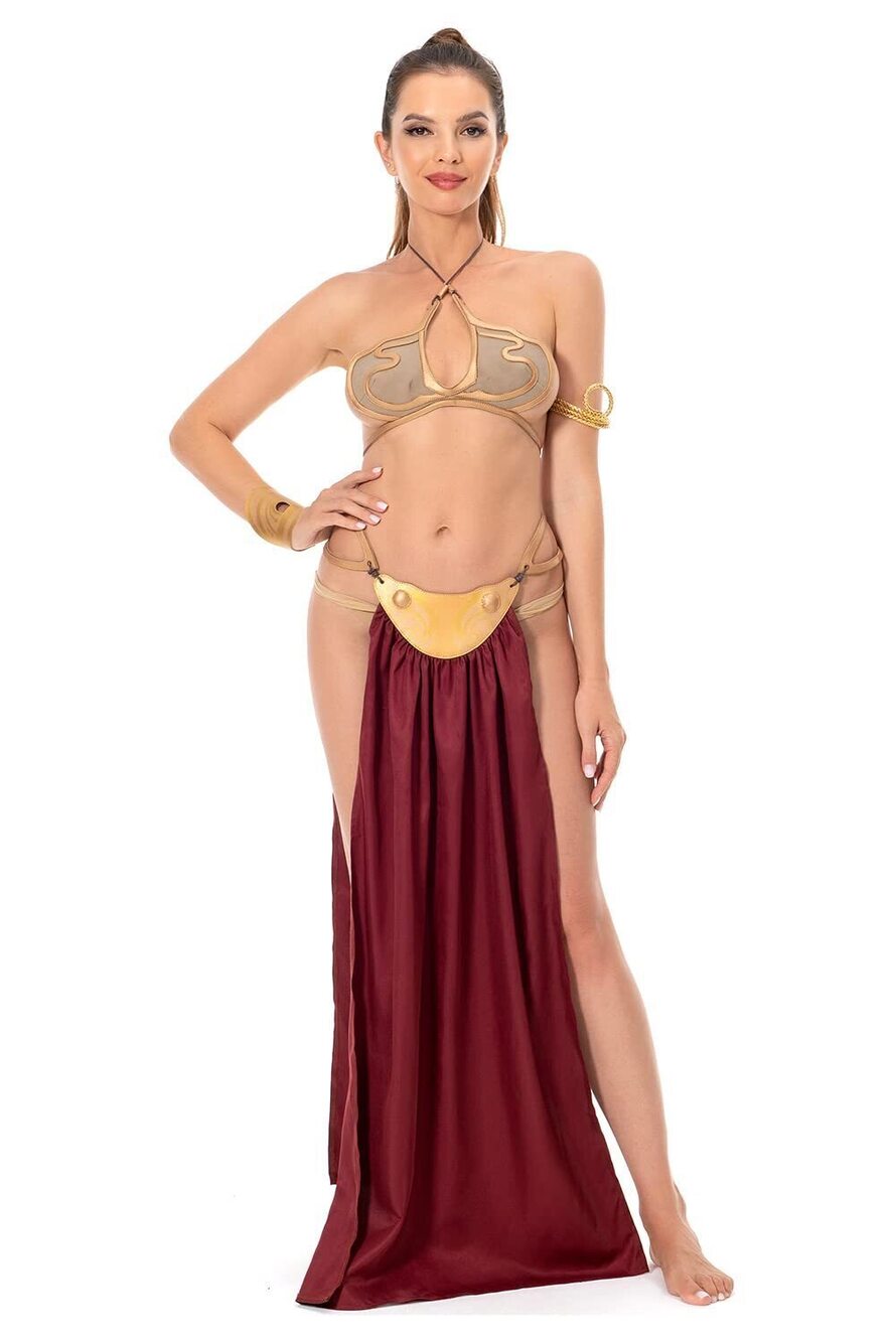 5717 Adult Princess Slave Outfit Bikini Carnival Cosplay Costume Dress Gold